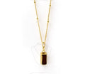 Gold-Plated Rectangle Bar Pendant with Beaded Chain