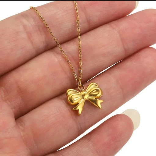 Dainty Ribbon Bow Pendant Necklace