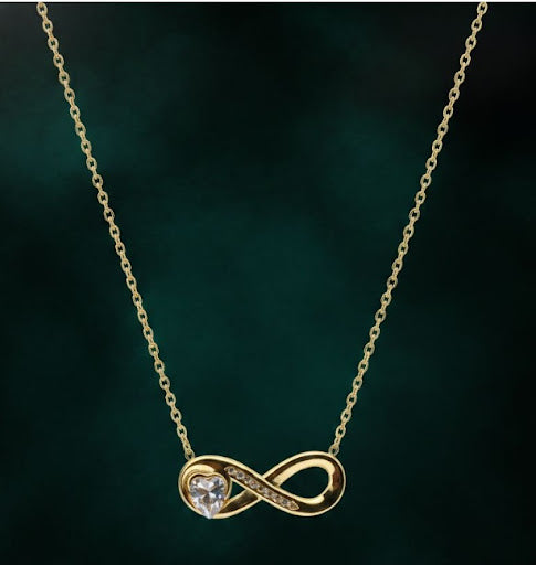Gold Melted Heart Necklace with Pearl Inlay