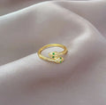 Gold Emerald-Eyed Serpentine Bypass Ring
