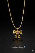 Heart-Centered Gold Bow Necklace
