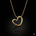 Gold Asymmetrical Open Heart Pendant on Snake Chain