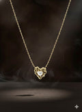 Gold Melted Heart Necklace with Pearl Inlay