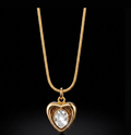 Gold Heart Locket with Marquise-Cut Diamond and Inner Layer