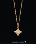 Gold & Diamond Starburst Pendant with Chain